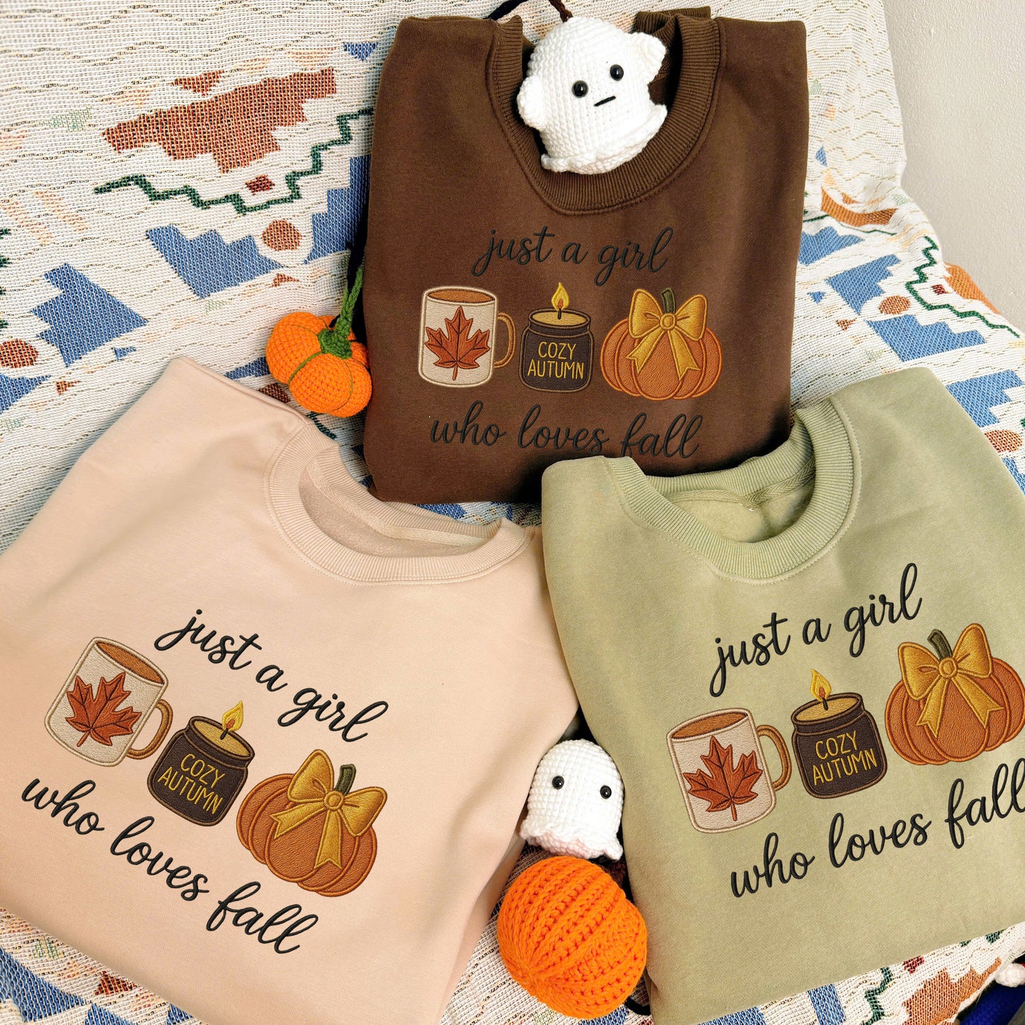 Halloween Personalized Embroidered Just A Girl Who Loves Fall Hoodie Sweatshirt T-Shirt