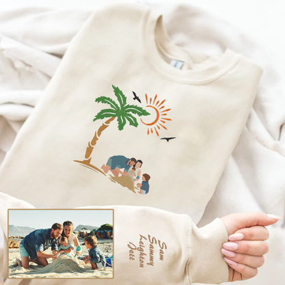 Summer Personalized Embroidered Family Photo Hoodie Sweatshirt T-Shirt