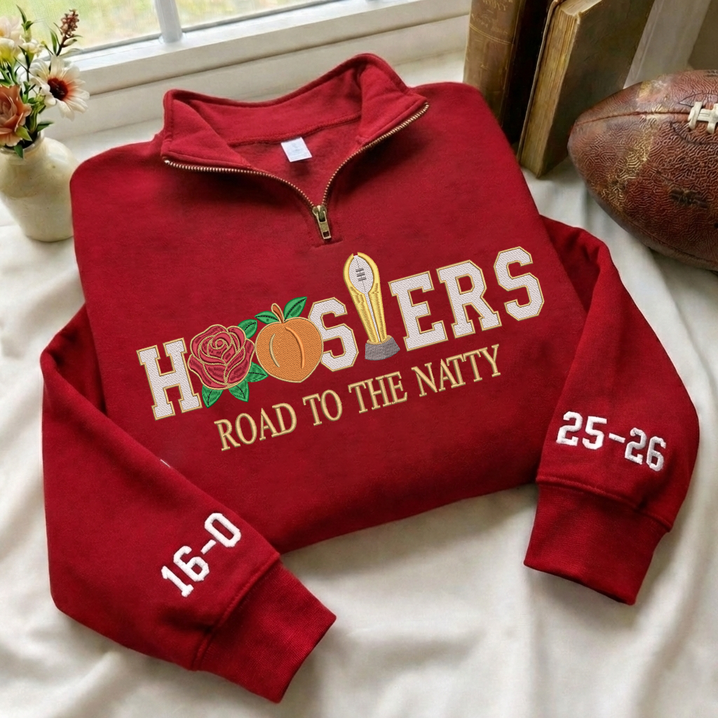 Embroidered Hoosiers Road To The Natty 25/26 Quarter-Zip Sweatshirt, Hoodie Sweatshirt T-Shirt
