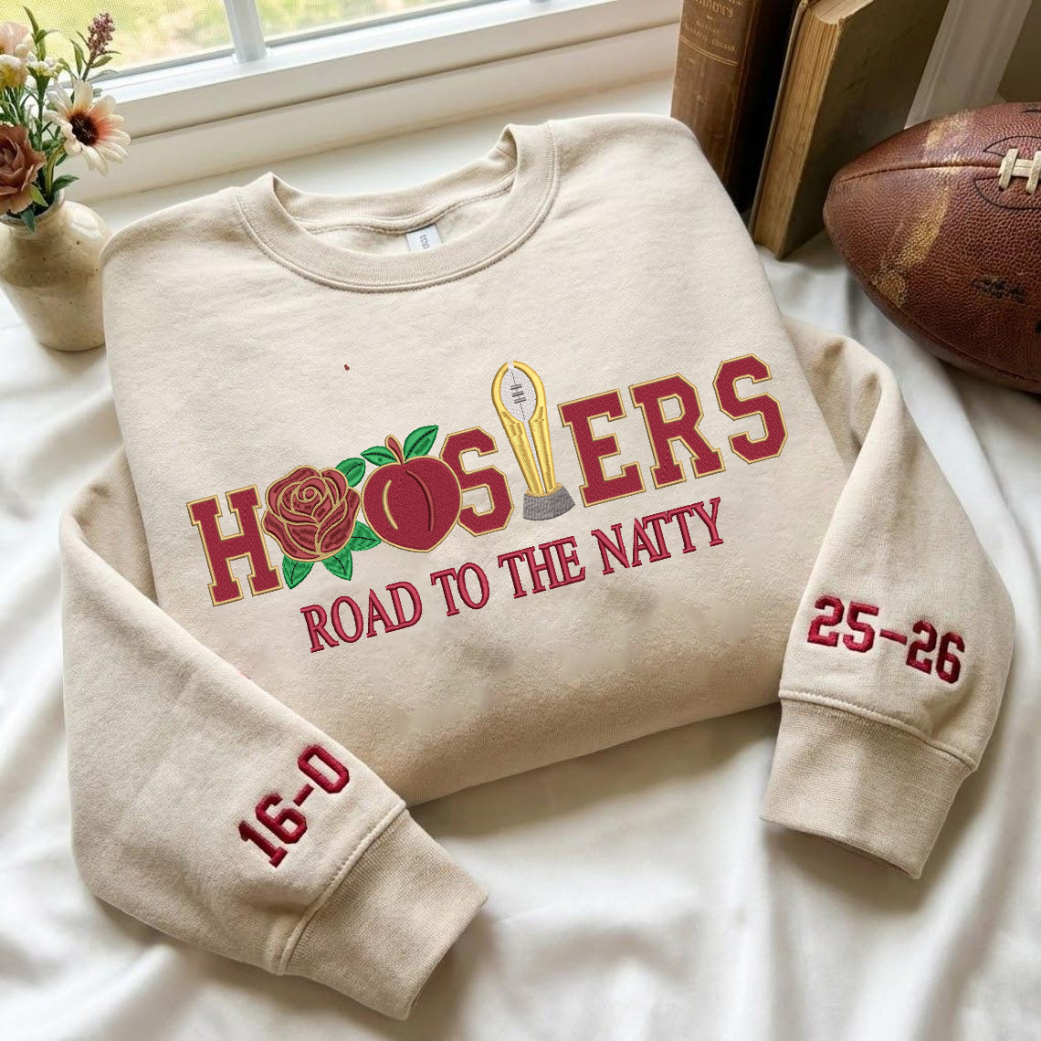 Embroidered Hoosiers Road To The Natty 25/26 Quarter-Zip Sweatshirt, Hoodie Sweatshirt T-Shirt