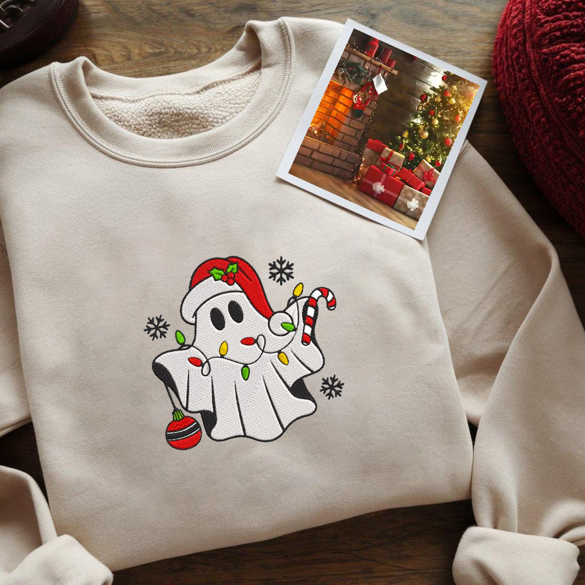 Christmas Embroidered Cute Ghost Hoodie Sweatshirt T-Shirt