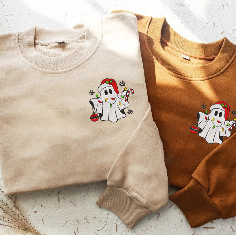 Christmas Embroidered Cute Ghost Hoodie Sweatshirt T-Shirt