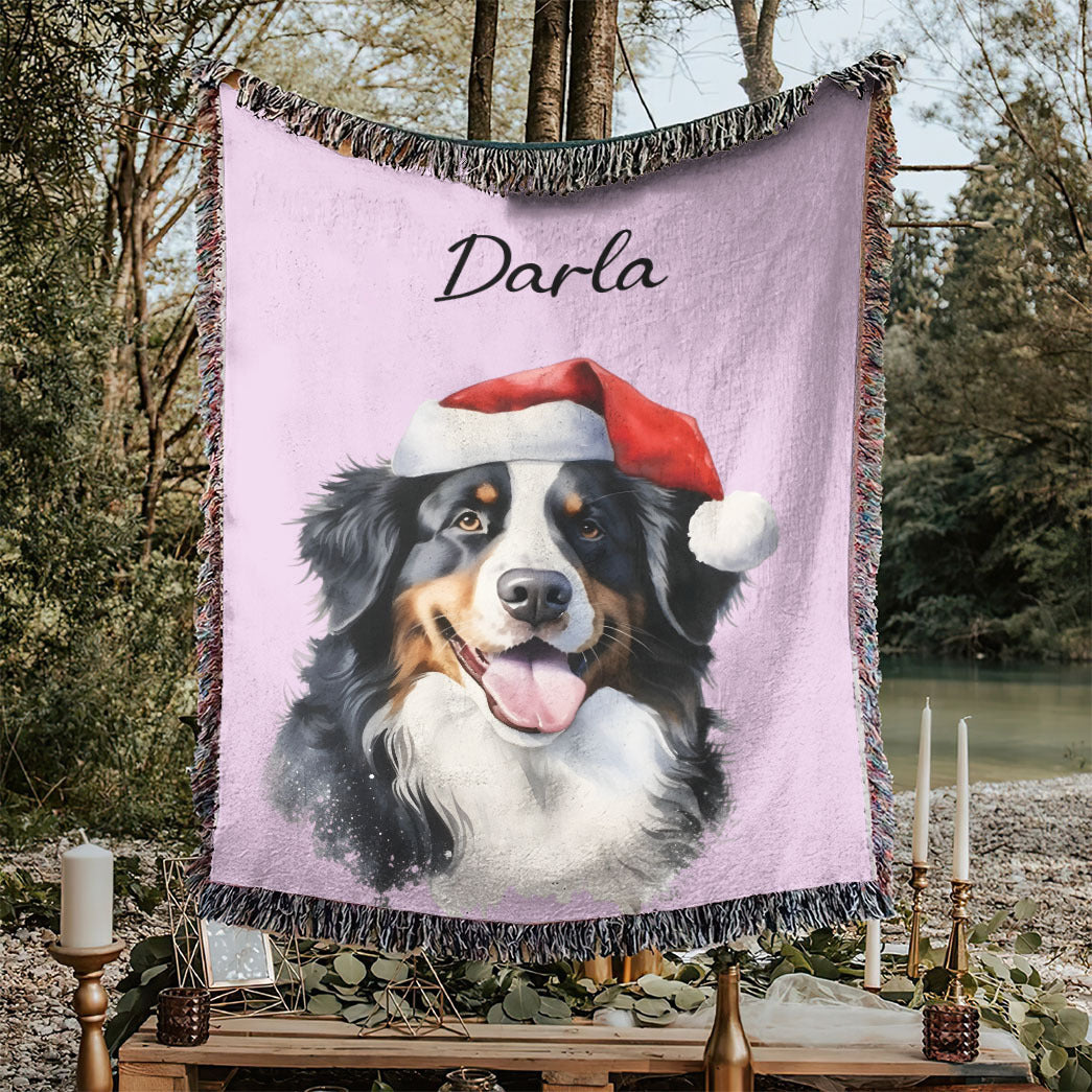 Personalized Pet Christmas Woven Blanket