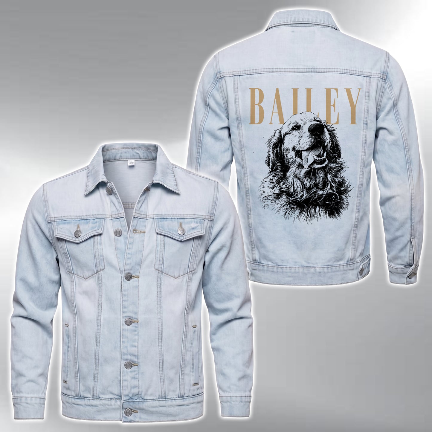 Custom Pet's Photo & Name Denim Jacket