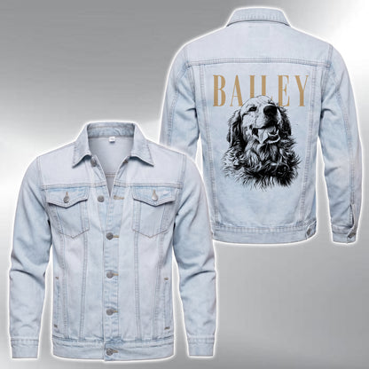 Custom Pet's Photo & Name Denim Jacket