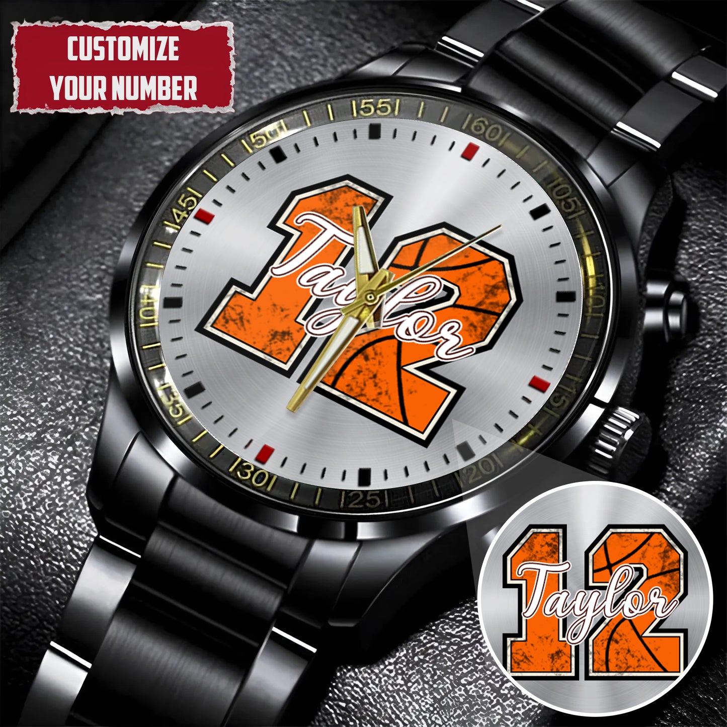 Personalized Basketball Custom Name & Number Watch Father's Day Gift For Him