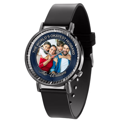 The World's Okayest Husband Personalized Photos Quartz Watch
