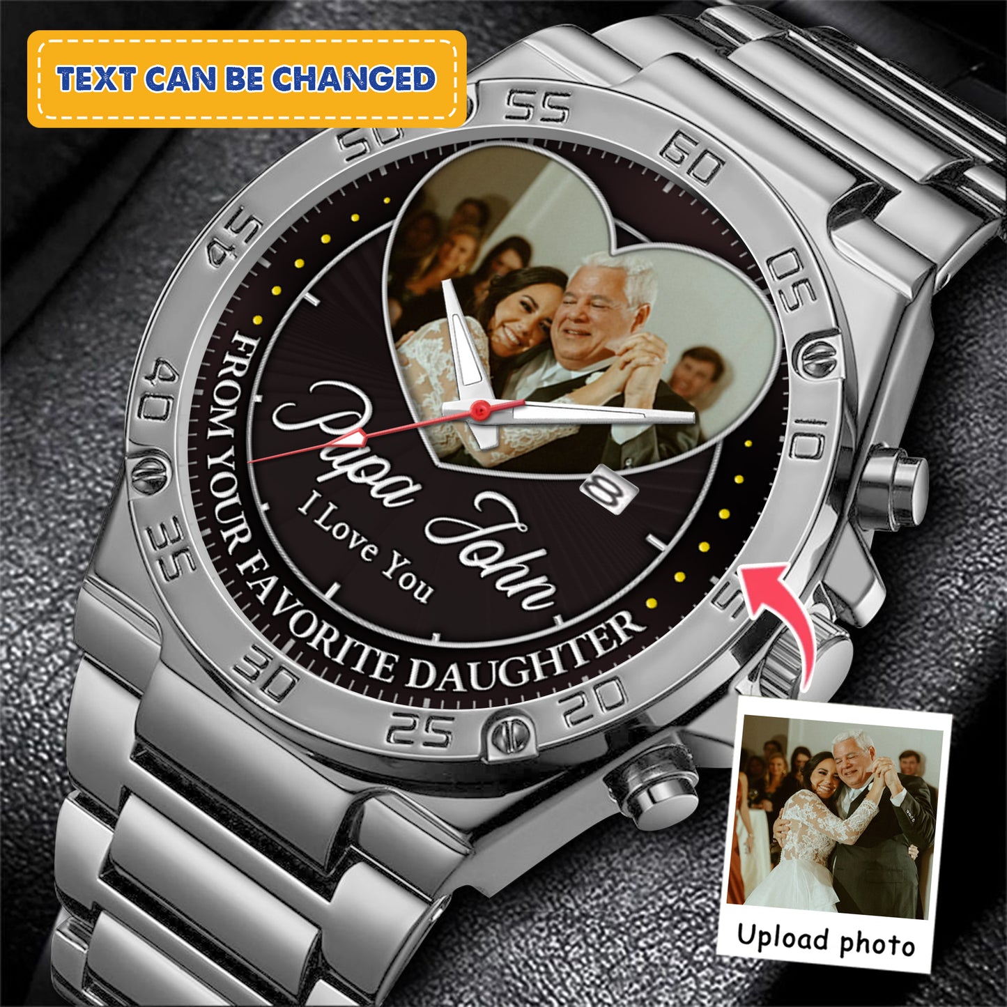 Heart Frame Photo Upload - Family Custom Stainless Steel Metal Watch