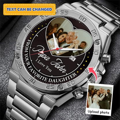 Heart Frame Photo Upload - Family Custom Stainless Steel Metal Watch