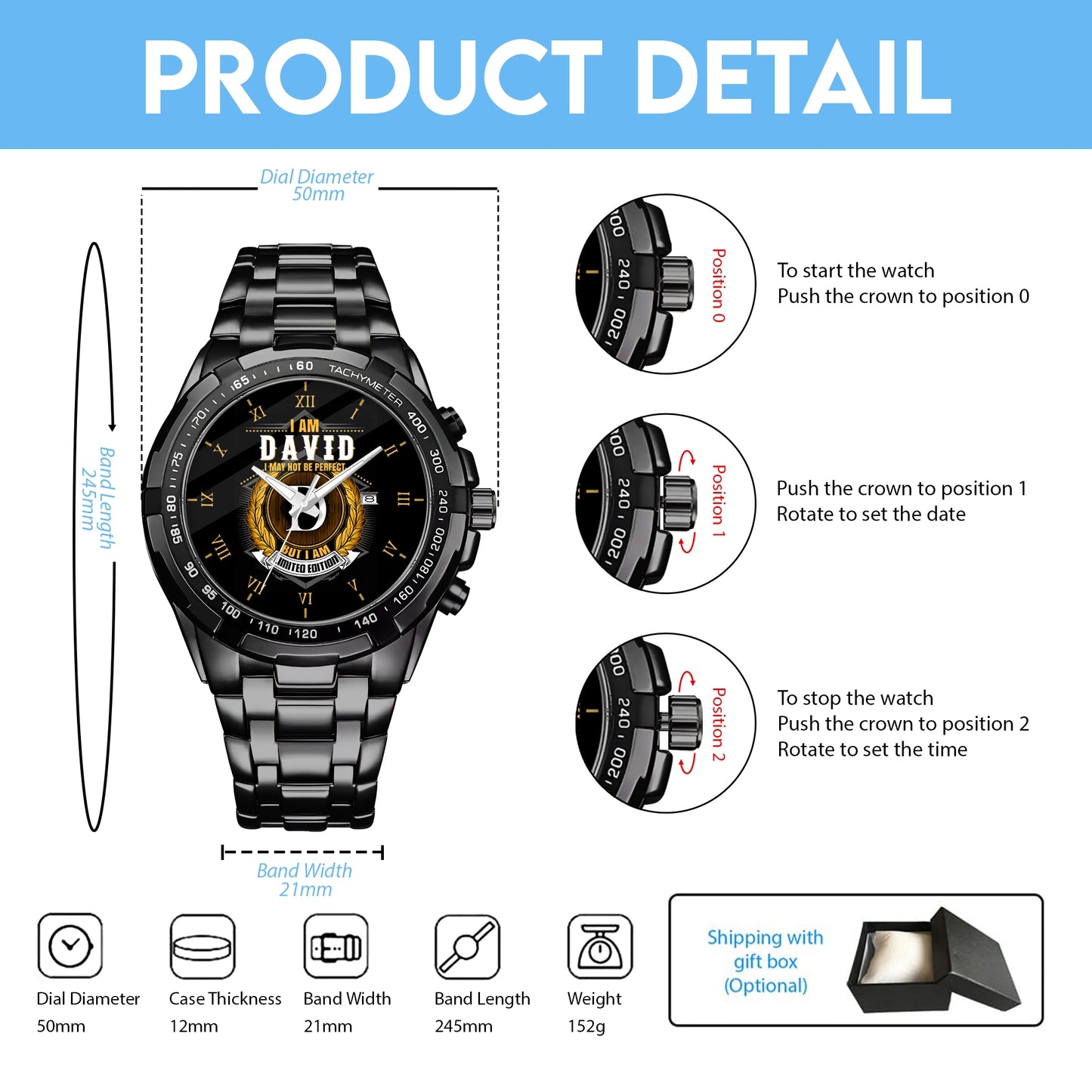 Personalized Limited Edition Custom Name Watch Father's Day Gift For Him