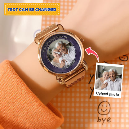 The World's Okayest Husband Personalized Photos Mesh Strap Quartz Watch