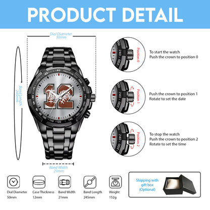 Personalized American Football Custom Name & Number Watch Father's Day Gift For Him