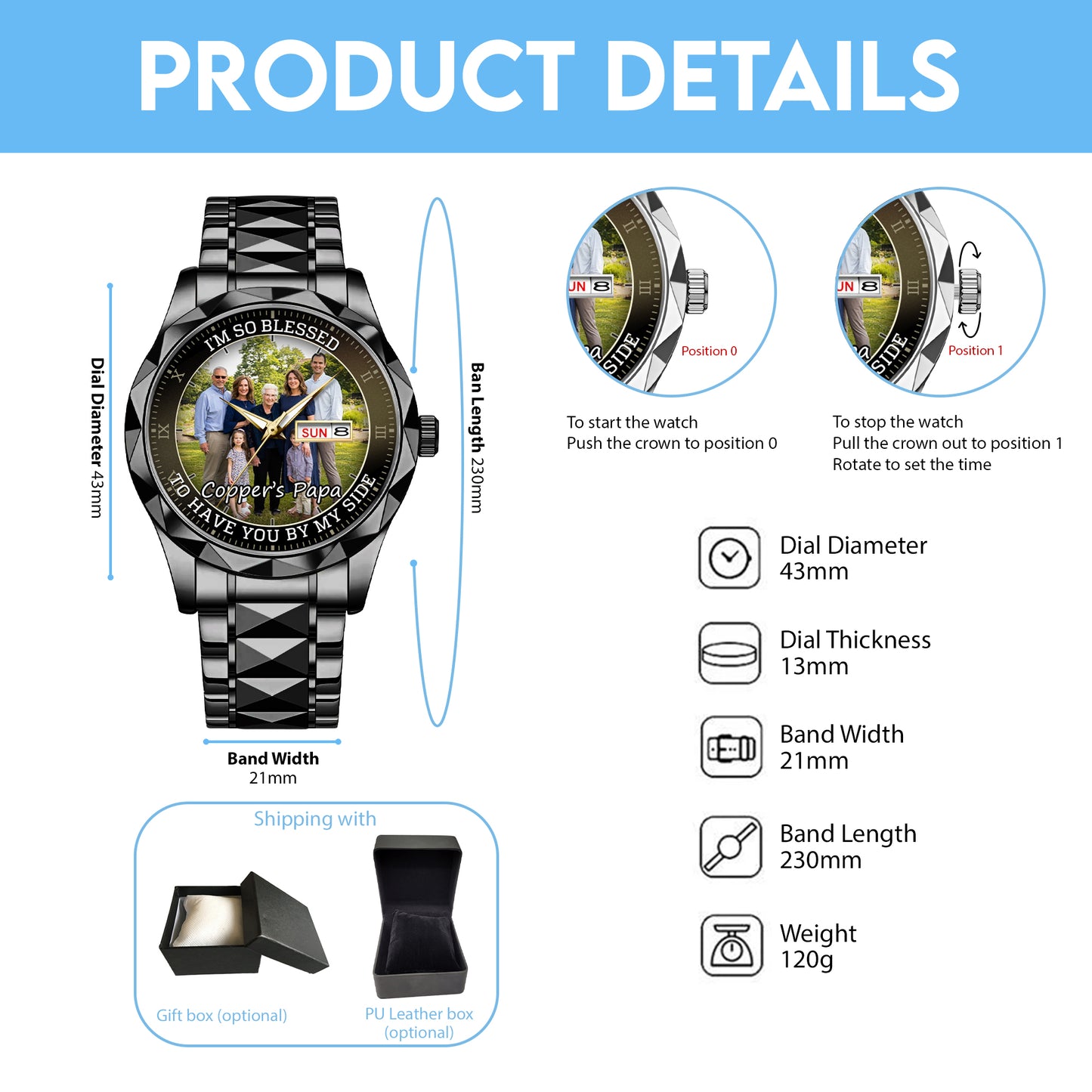Personalized Family Photo Keepsake Watches
