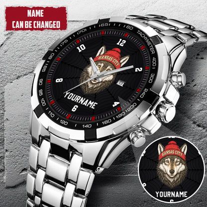 Personalized Retro Mascot Football Custom Name Watch Father's Day Gift For Him