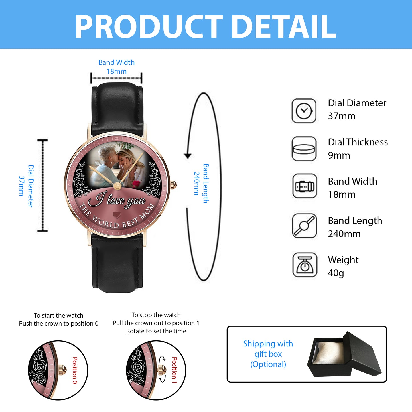 Mother's Day Gift For Best Mom Ever Personalized Photos Quartz Watch