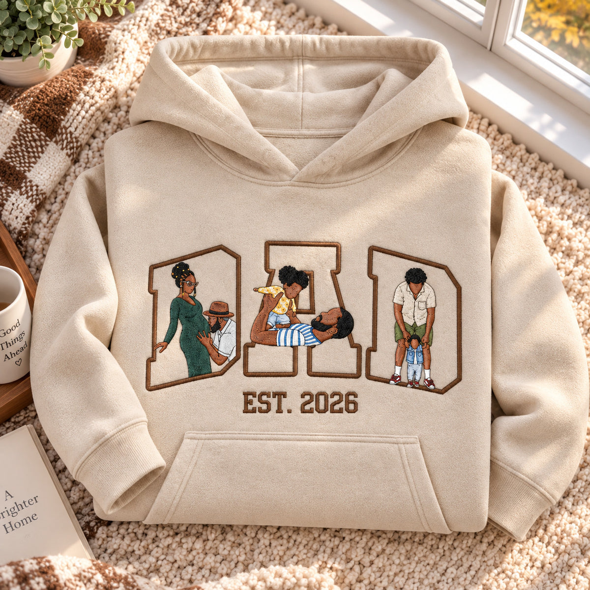 Embroidered Dad Hoodie, EST. 2026 Fatherhood Sweatshirt, First Father's Day Gift for New Dad - DL10091026