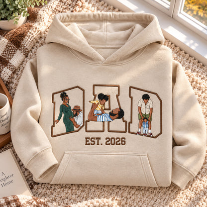 Embroidered Dad Hoodie, EST. 2026 Fatherhood Sweatshirt, First Father's Day Gift for New Dad - DL10091026