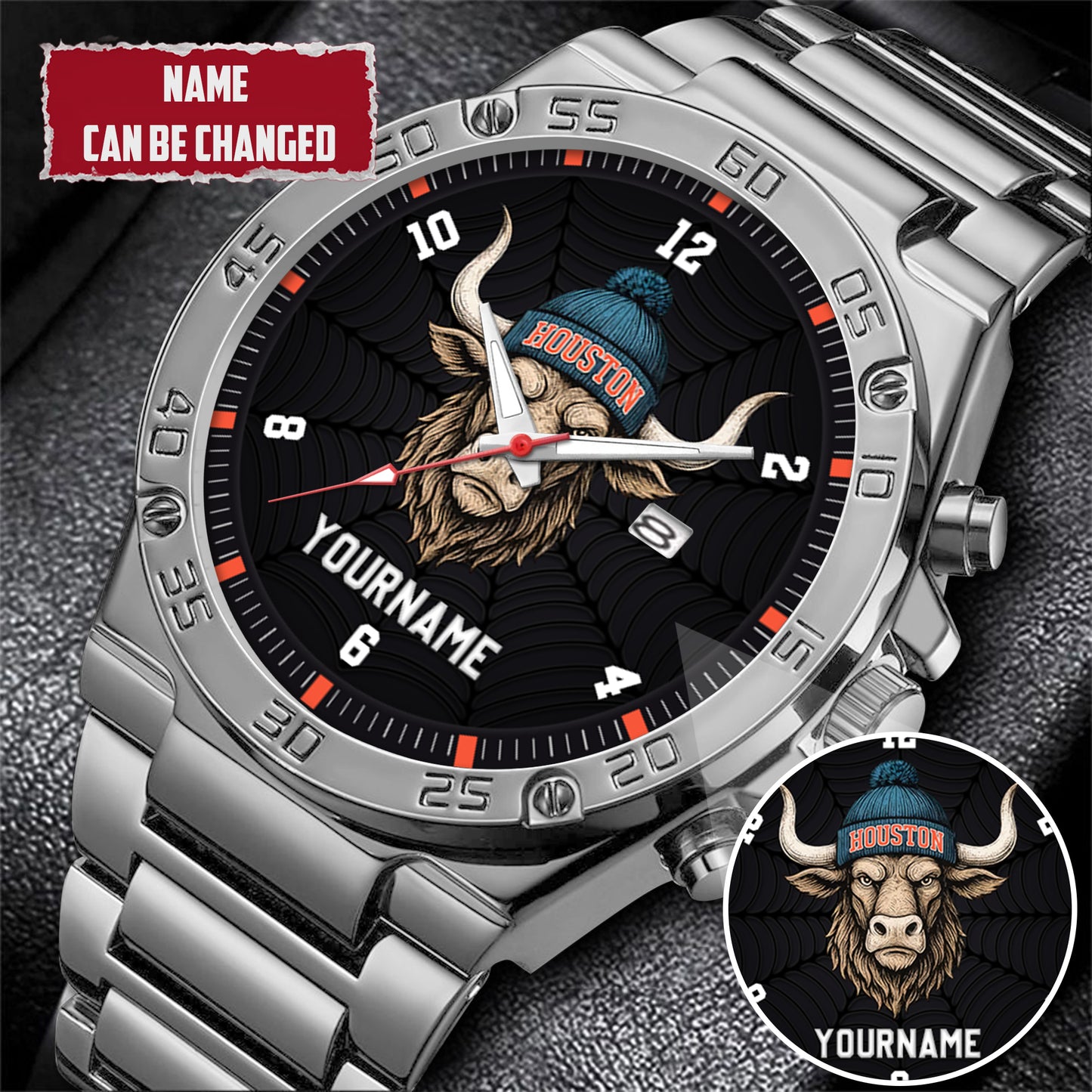 Personalized Retro Mascot Football Custom Name Watch Father's Day Gift For Him