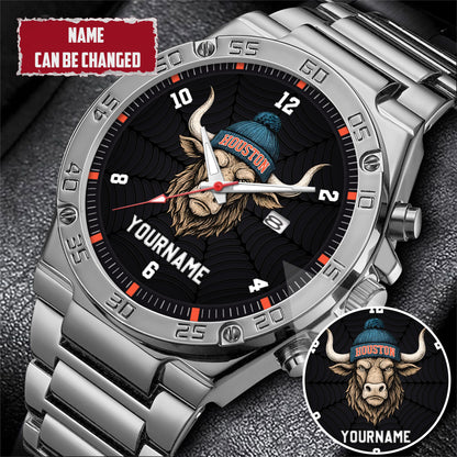 Personalized Retro Mascot Football Custom Name Watch Father's Day Gift For Him