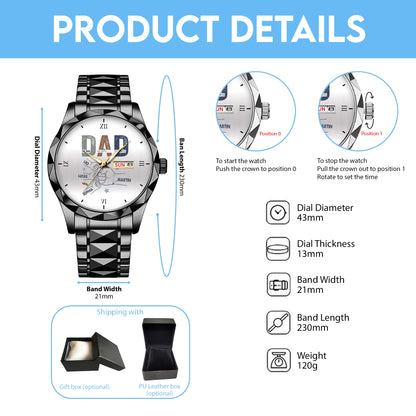 Personalized Dad & Kids Hands Quartz Watch Father's Day Gift For Him