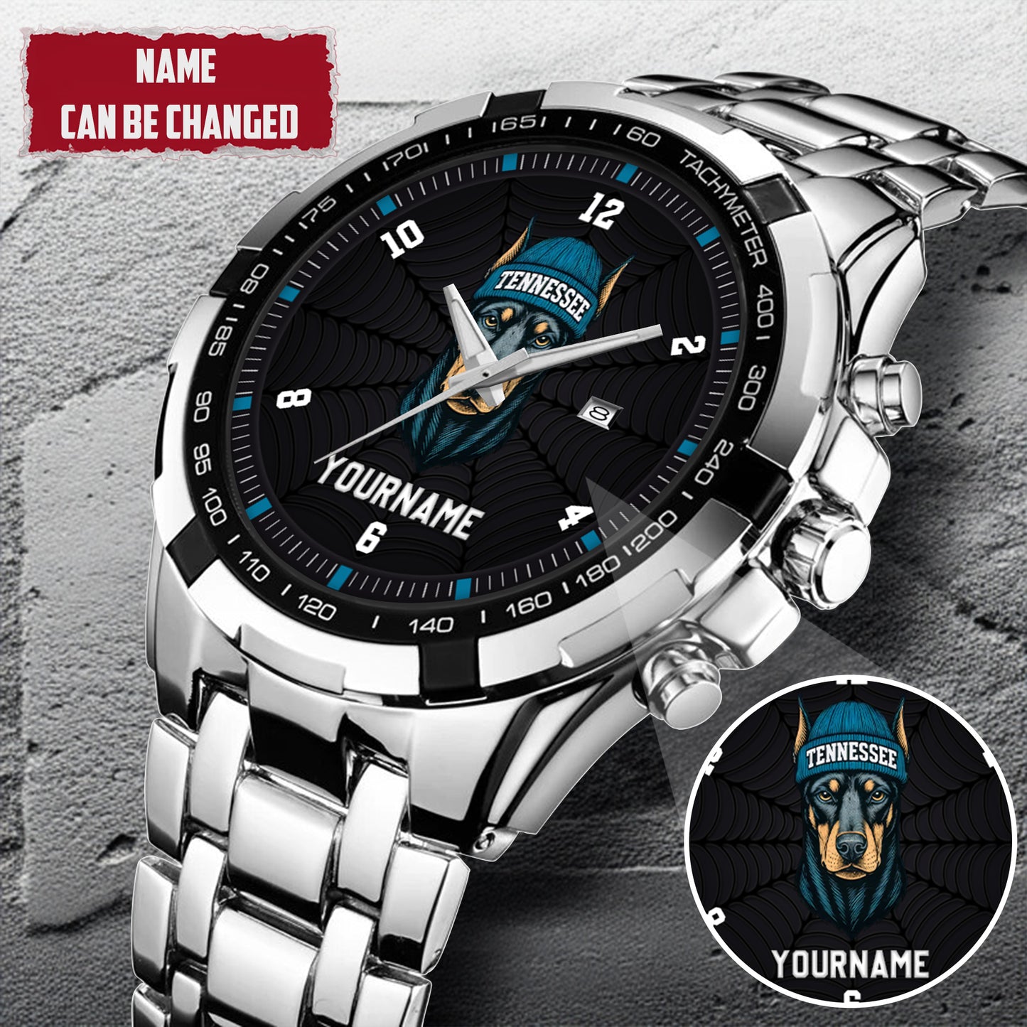 Personalized Retro Mascot Football Custom Name Watch Father's Day Gift For Him