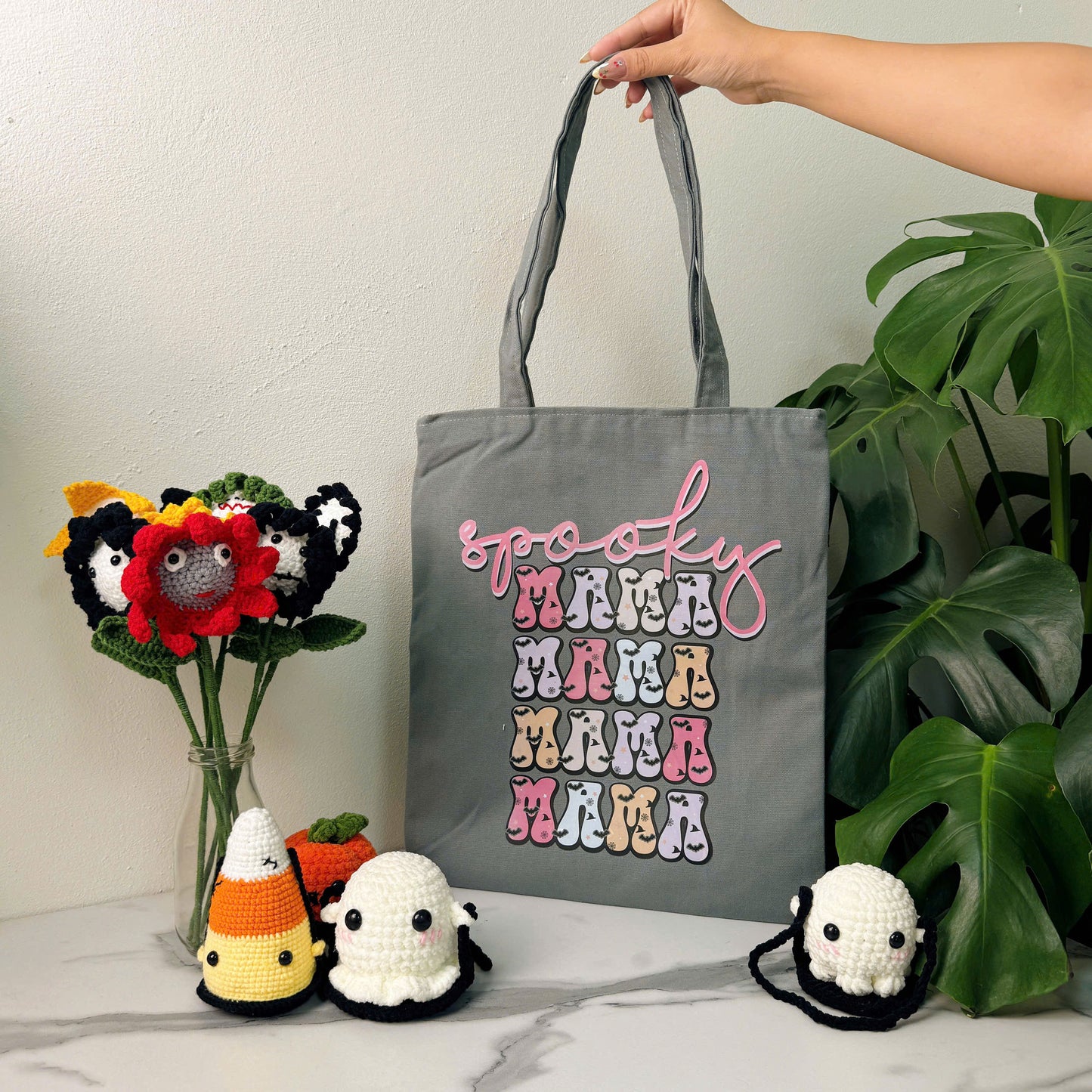 Mama Spooky Halloween Tote Bag, Trick or Treat Totes, Halloween Bags, Spooky Season