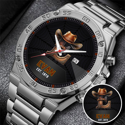 Personalized Western Letter Name Quartz Watch Father's Day Gift For Him