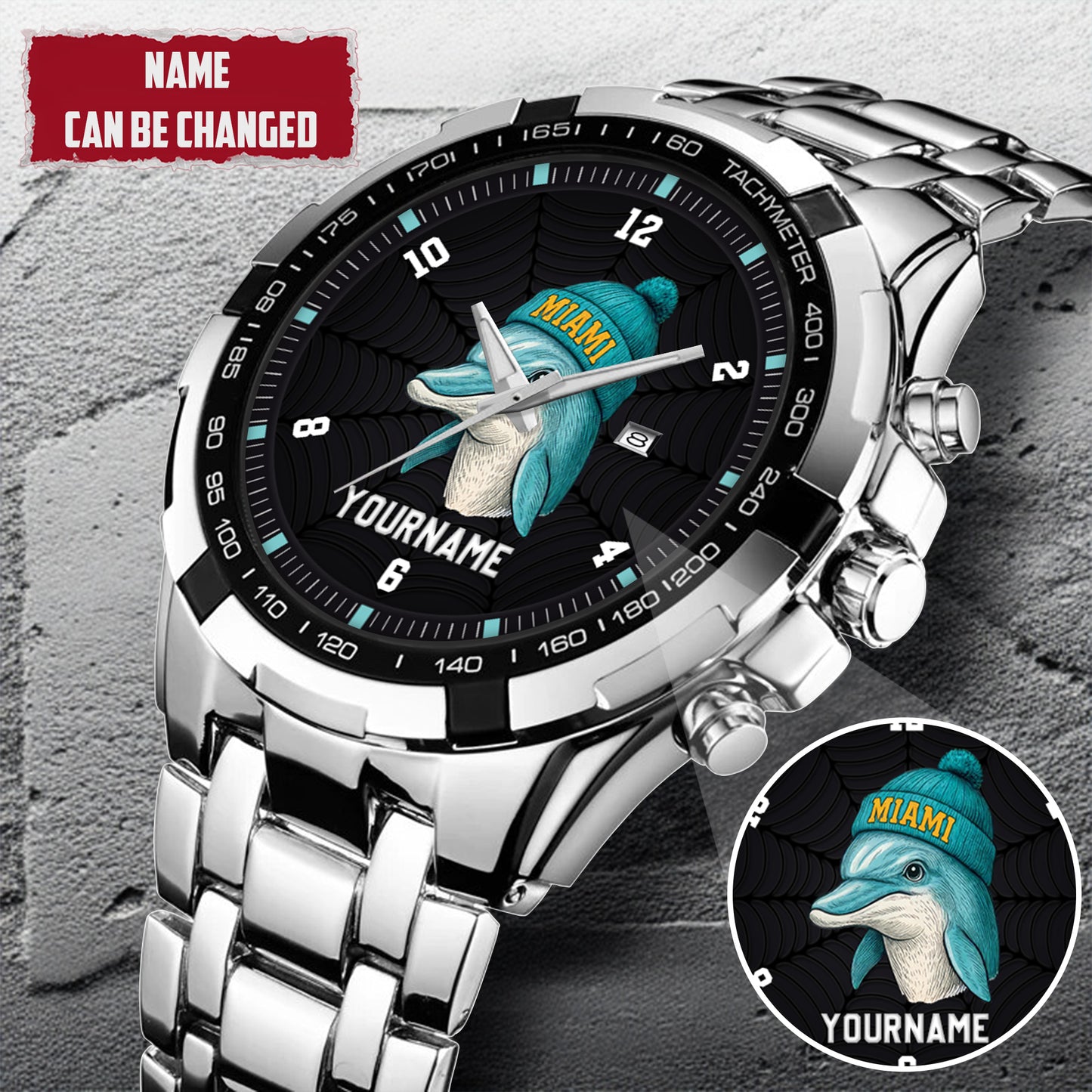 Personalized Retro Mascot Football Custom Name Watch Father's Day Gift For Him