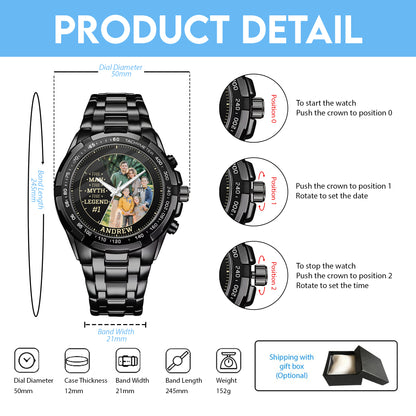 Personalized Family Photo The Man The Myth The Legend Watch Father's Day Gift For Dad