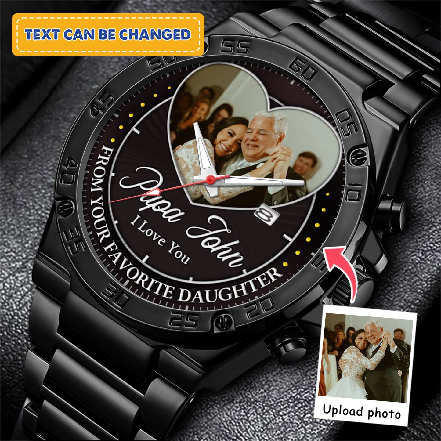 Heart Frame Photo Upload - Family Custom Stainless Steel Metal Watch