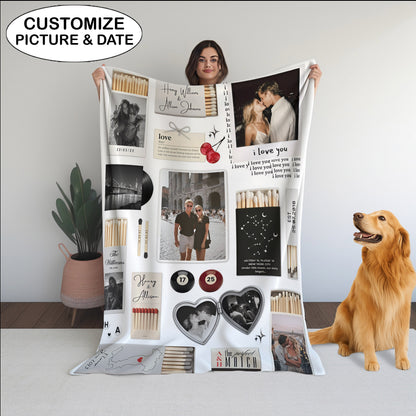 Nostalgia Couple Love Story Matchbook Collage Dopamine Decor - Personalized Poster - Heartfelt Valentine, Anniversary Gift For Him, For Her