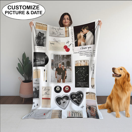 Nostalgia Couple Love Story Matchbook Collage Dopamine Decor - Personalized Poster - Heartfelt Valentine, Anniversary Gift For Him, For Her