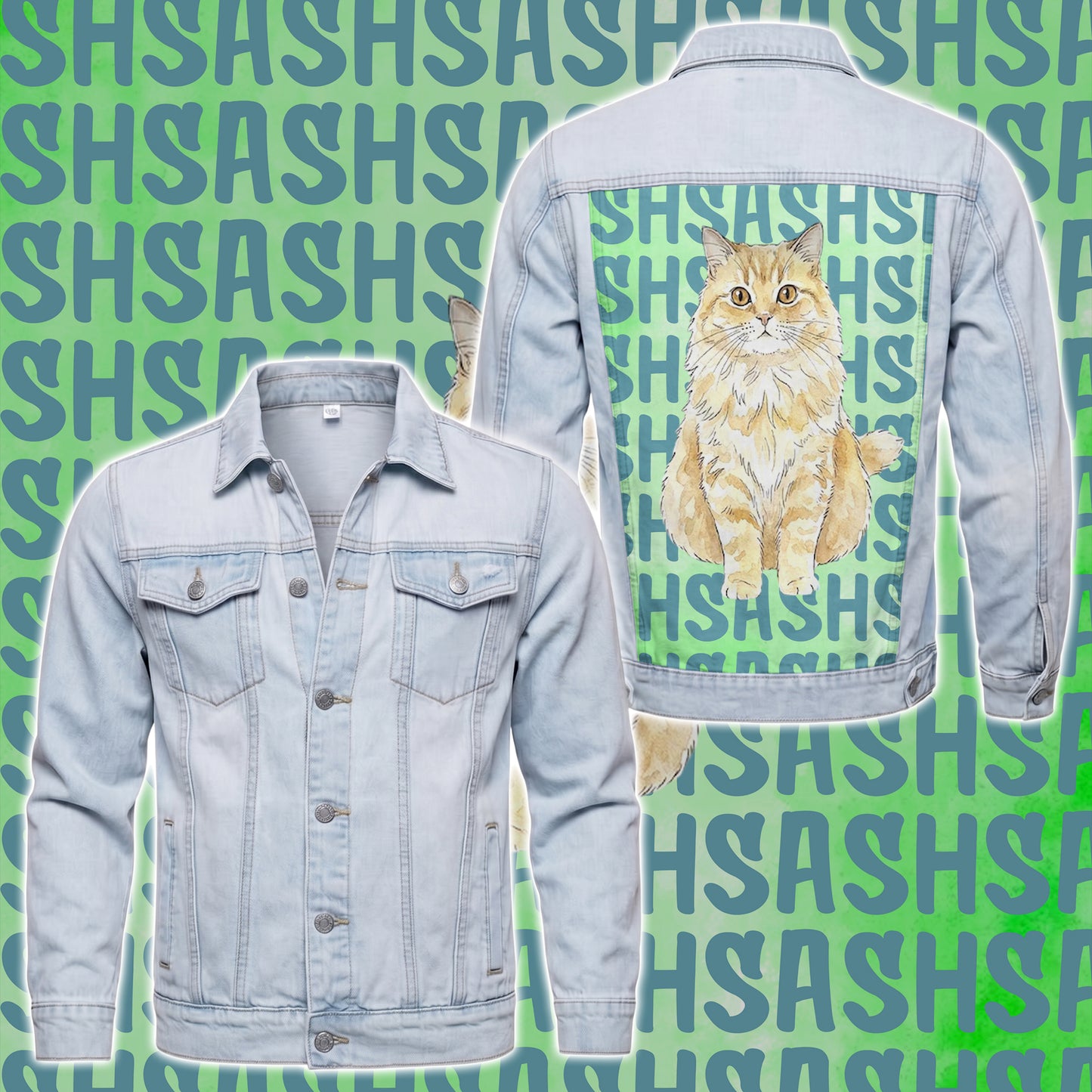 Custom Pet's Photo & Name Printed Denim Jacket