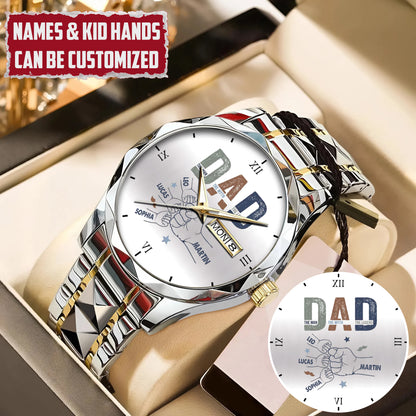 Personalized Dad & Kids Hands Quartz Watch Father's Day Gift For Him