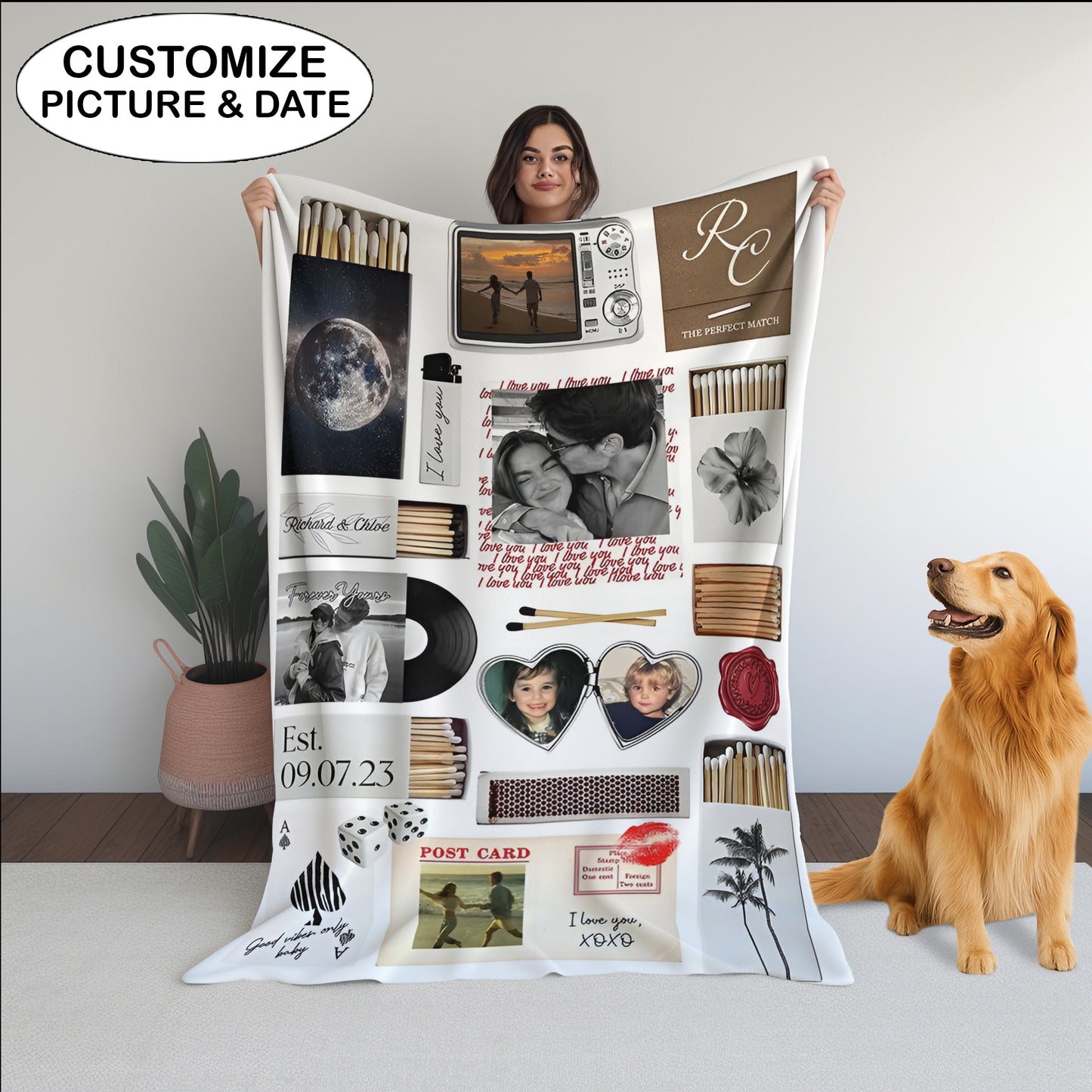 Nostalgia Couple Love Story Matchbook Collage Dopamine Decor - Personalized Poster - Heartfelt Valentine, Anniversary Gift For Him, For Her