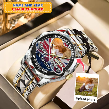 Personalized Family Photo Couple Photo Upload - Custom Stainless Steel Watches - Union Flag Edition