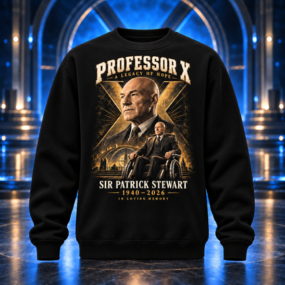 Professor X Tribute Hoodie, Black Graphic Pullover