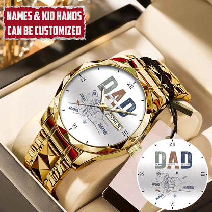 Personalized Dad & Kids Hands Quartz Watch Father's Day Gift For Him