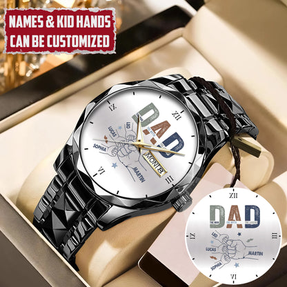 Personalized Dad & Kids Hands Quartz Watch Father's Day Gift For Him
