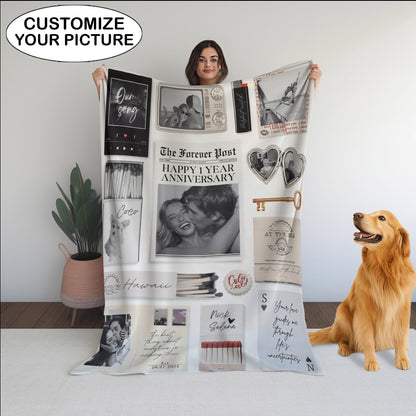 Custom Matchbox Art DIY Blanket First Anniversary Gift for Boyfriend or Girlfriend