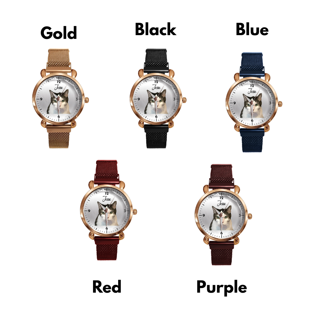 Personalized Pet Portrait Mesh Strap Quartz Watch