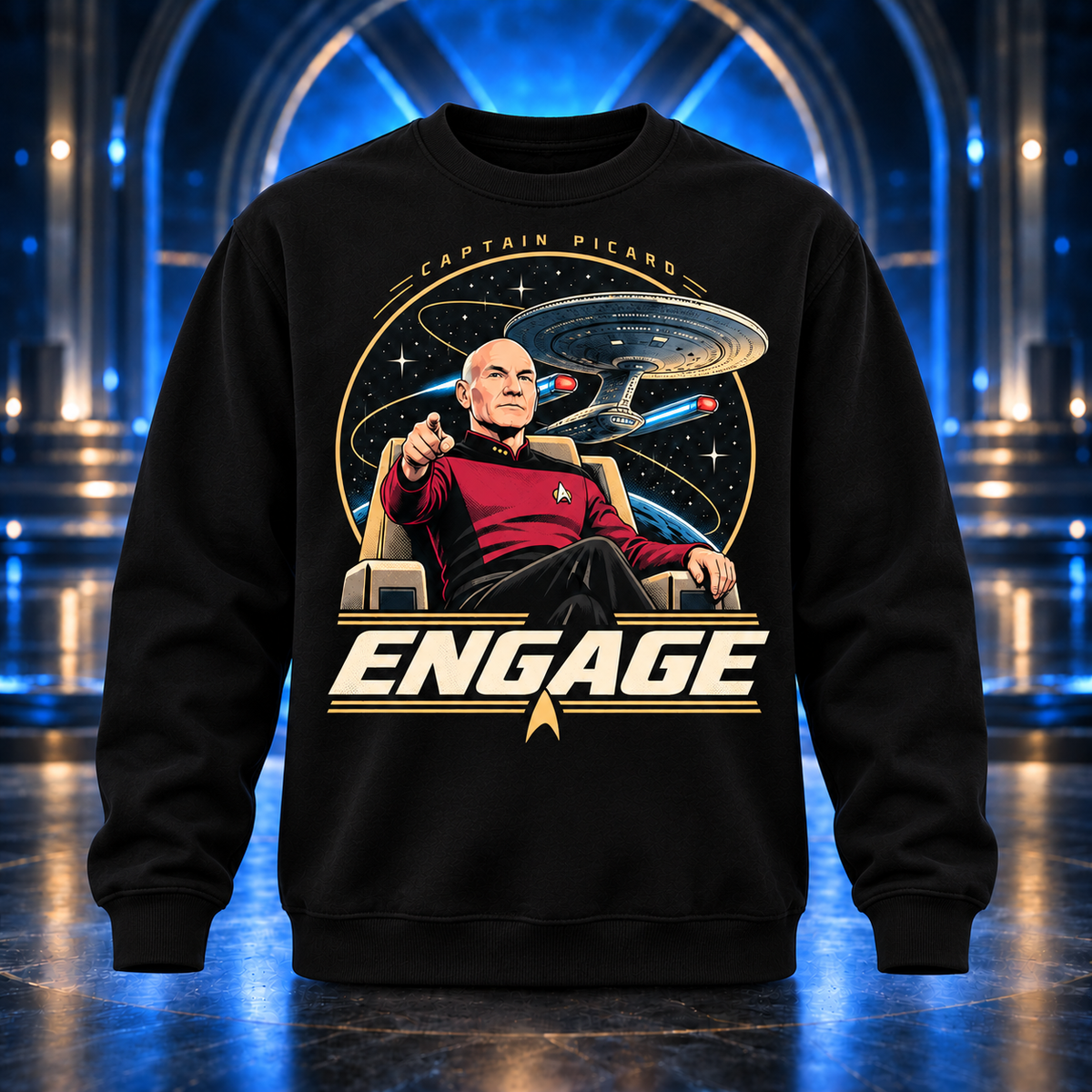 Engage Hoodie, Black Graphic Pullover