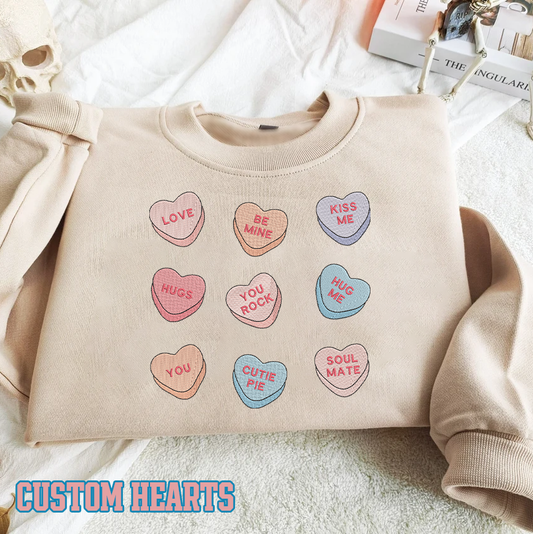 Valentine Embroidered Custom Candy Hearts Hoodie Sweatshirt T-shirt