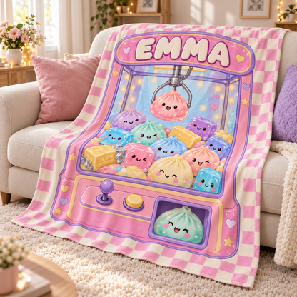 Personalized Dumpling Squishy Custom Kid's Name Fleece Blanket