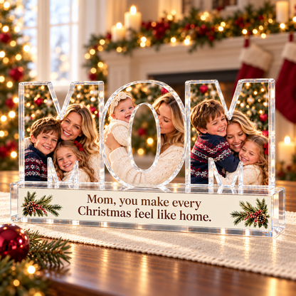 Personalized MOM Family Photo Acrylic Keepsake – Custom Picture Christmas Gift