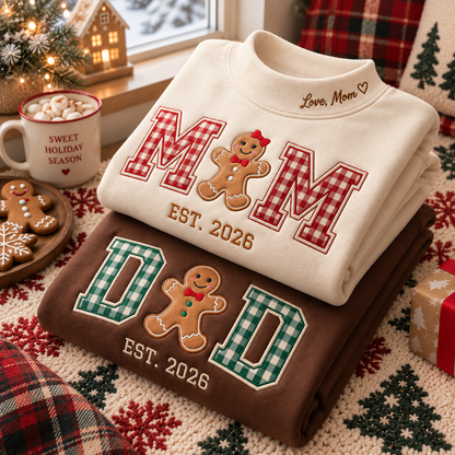 Personalized Embroidered Ginger Mom Dad Custom Message On Neck Sweatshirt, Quarter-Zip Sweatshirt