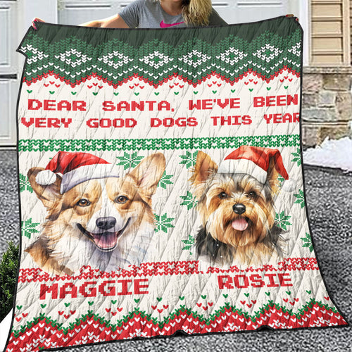 Personalized Pet Dog Cat Dear Santa Imitation Knitted Quilt