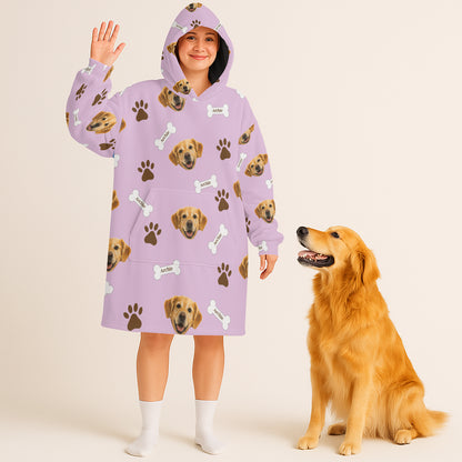 Personalized Pet Photo And Name Oodie Blanket Hoodie