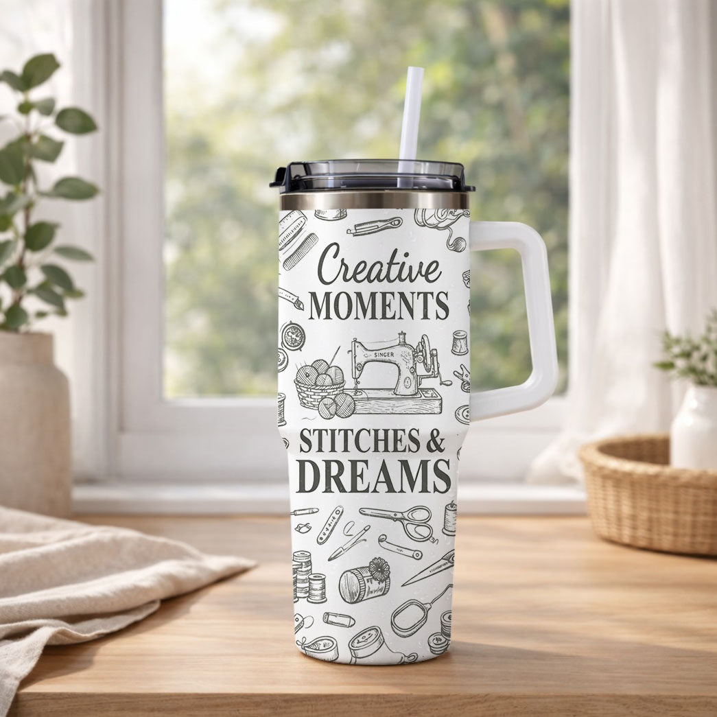 Creative Moments Stitches And Dreams - Personalized 40oz Tumbler
