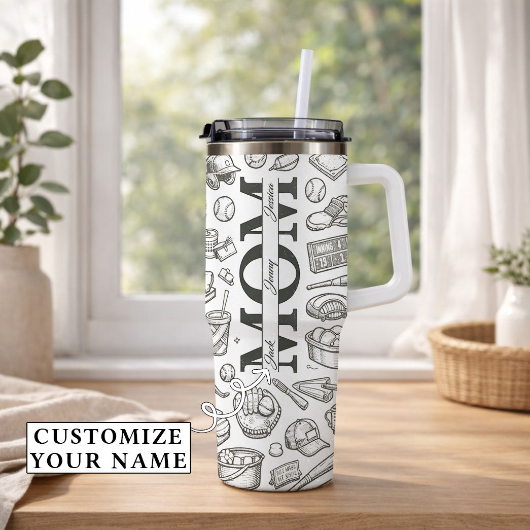 Baseball Mom Love And Home Runs - Personalized 40oz Tumbler